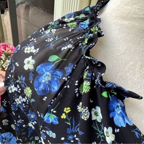 BANANA REPUBLIC. Chic, Long-Sleeve, Black & Blue Floral Dress. Size S. L… - Picture 7 of 11